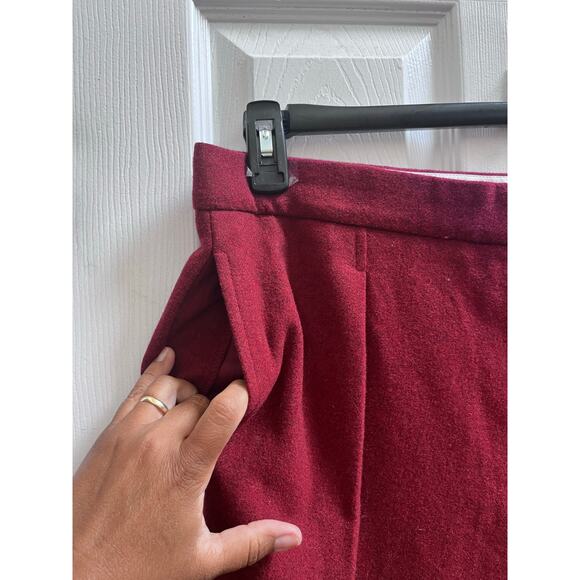 MNG Mango New Burgundy Wool Blend Size 14 Pant Long 34.5 Inch Inseam Office - Picture 5 of 14